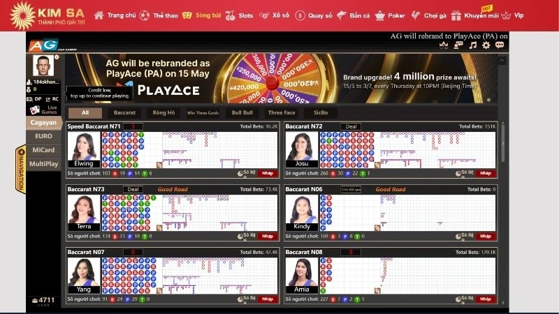 Sảnh casino hấp dẫn với vô số sản phẩm cho người chơi